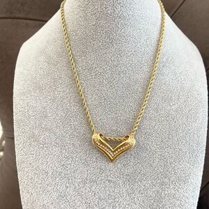 Krementz Signed, Vintage Gold 12k Gold Filled Rope Chain Crystal Necklace!